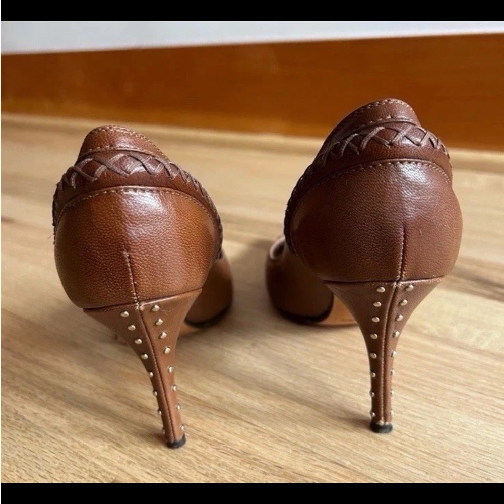 YSL Yves Saint Laurent (YSL) Rive Gauche brown leather tie-front pumps 37 EUC - Picture 11 of 16